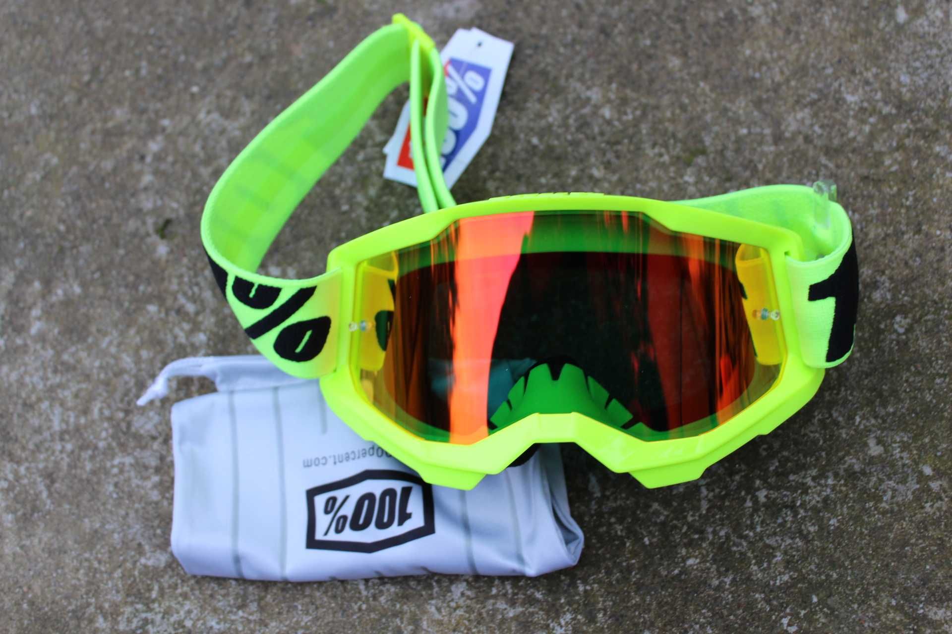 100% Strata Gen. 2 Fluo-Yellow Goggle - Red Mirror lens