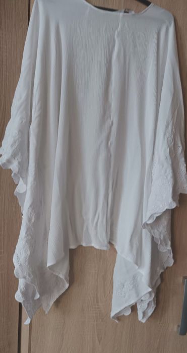 Kimono blazer alb superb cu broderie