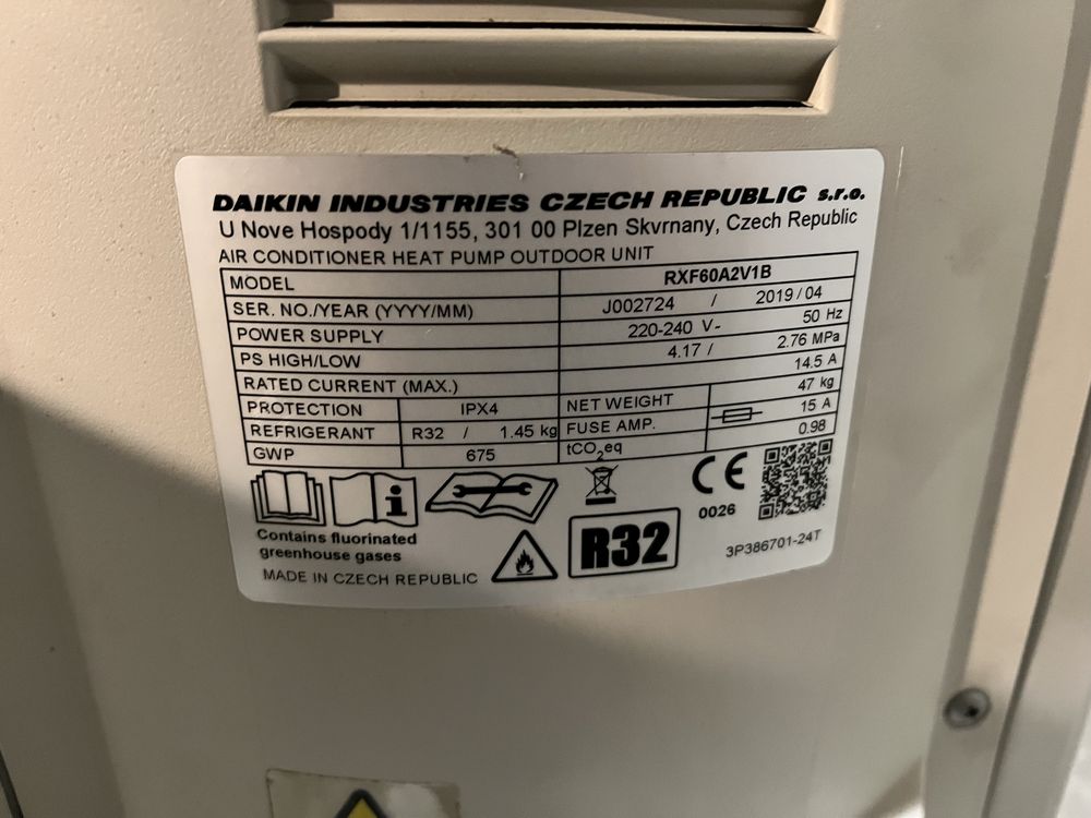 Daikin RXF60A2V1B външно тяло