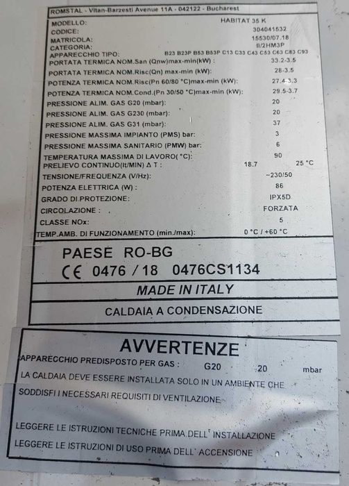 Depozit piese schimb centrale termice Romstal Habitat 25,30 si 35 K
