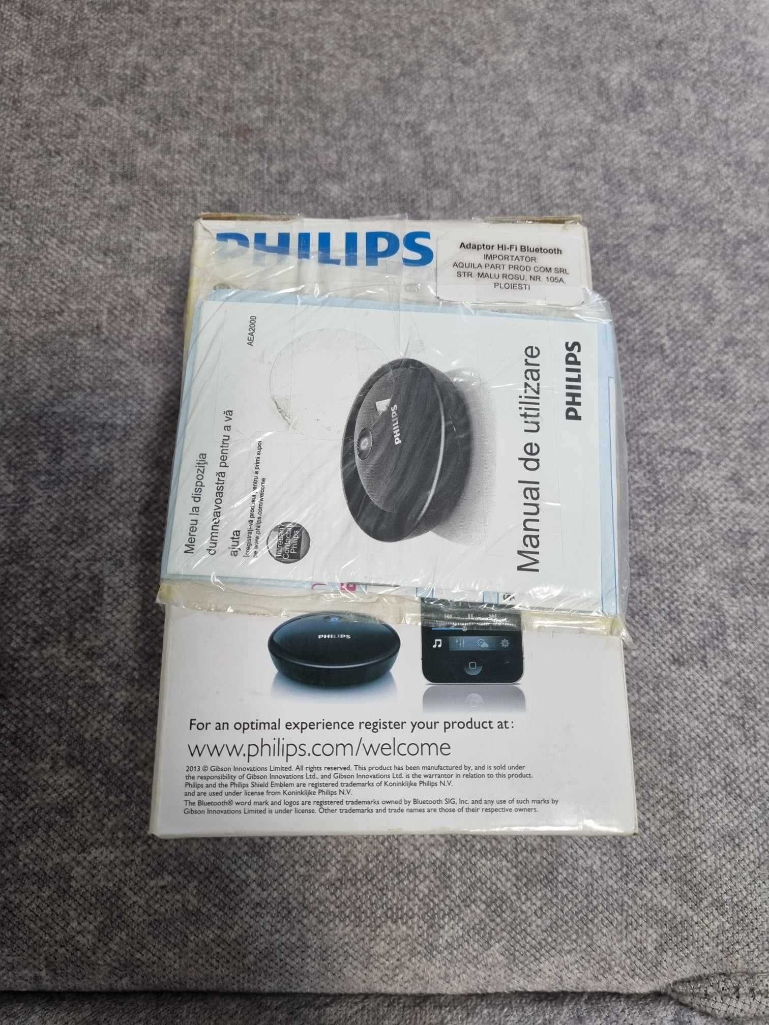 Adaptor Philips cu Bluetooth AEA2000/12, Negru, nou sigilat