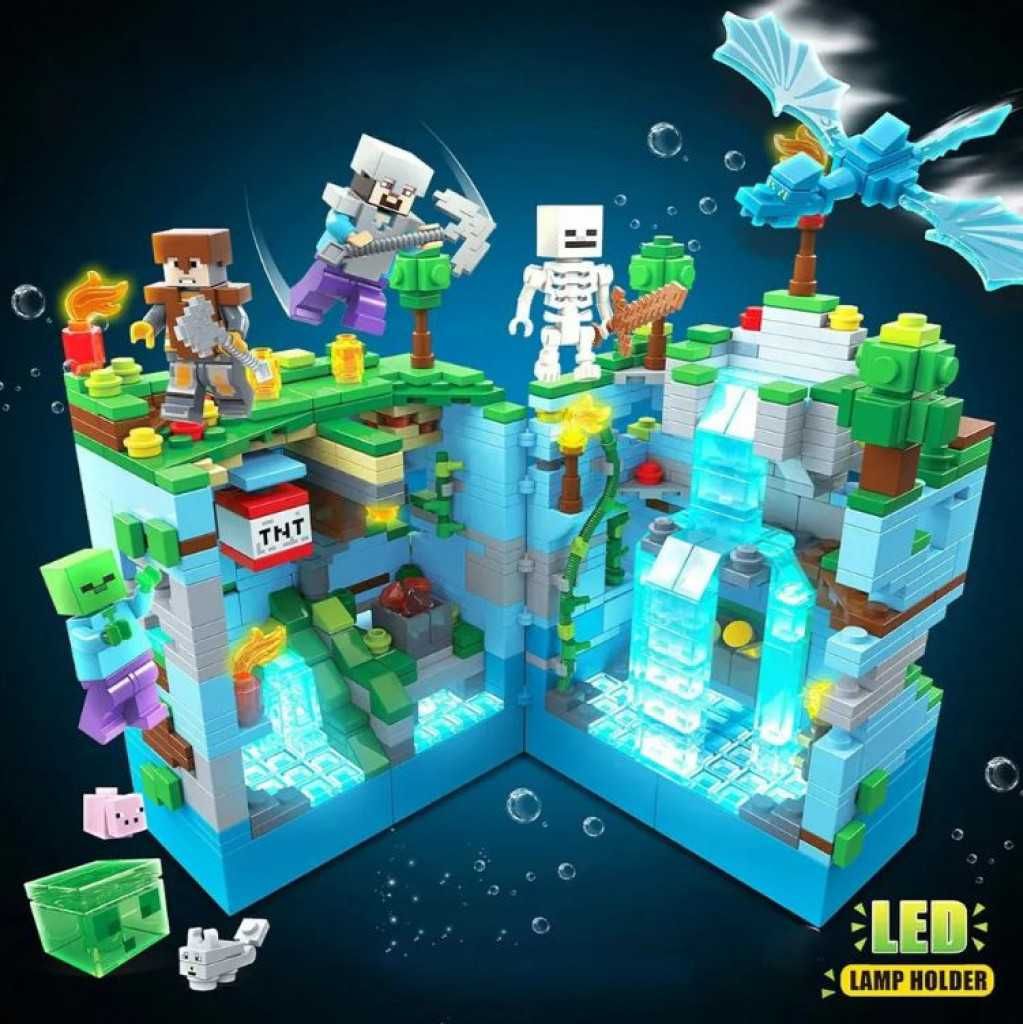 Конструктор Minecraft "Битката във водната пещера" – със LED-подсветка
