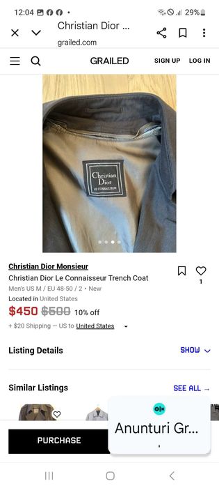 Christian Dior,  palton (trench coat) lână