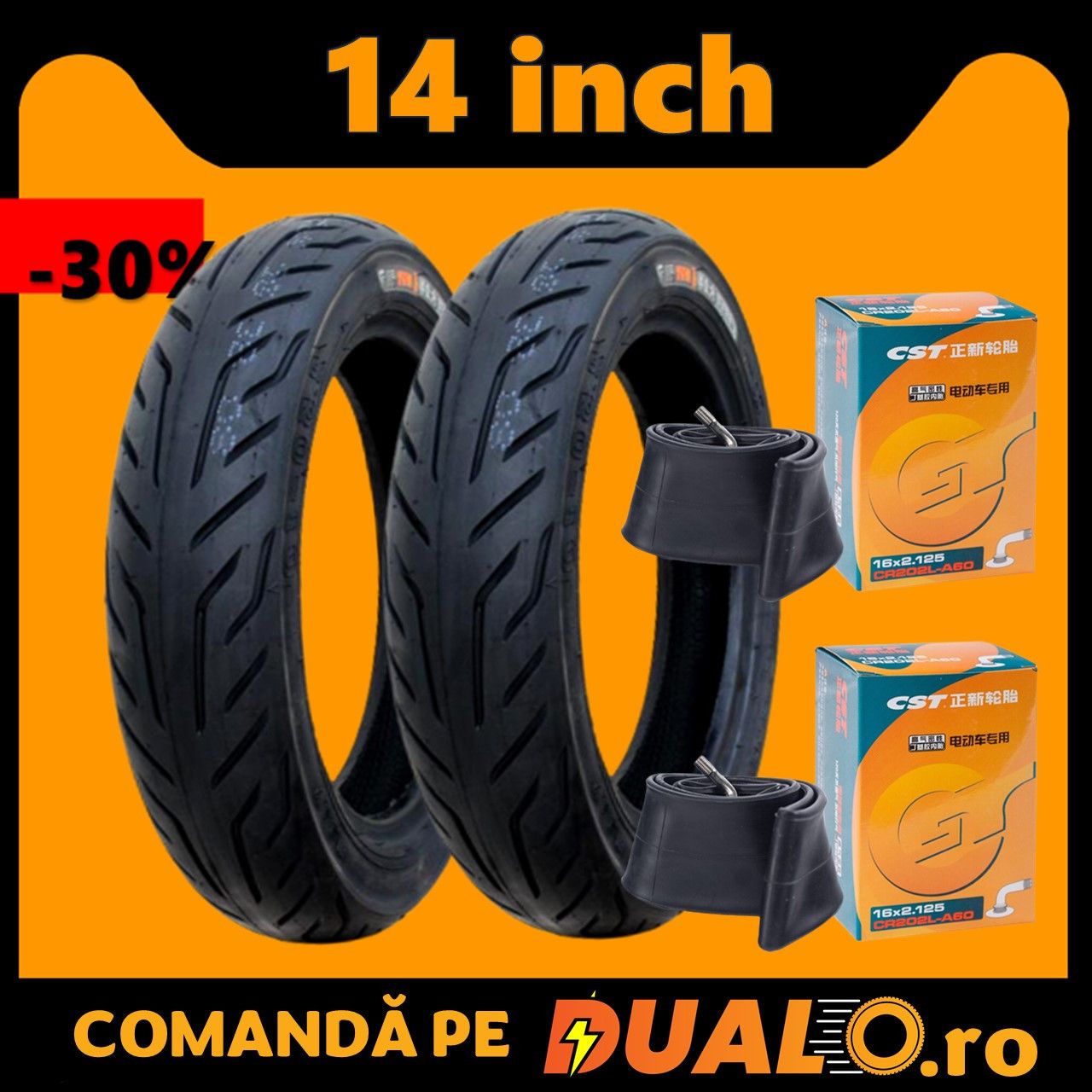 set 2 anvelope+2 camere 2.50-10 scutere trotinete 14 inch cauciuc moto