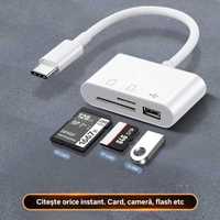 Cititor card SD/TF/Stick. Compatibil Android/Ios. Port TipC. 16Gbps.