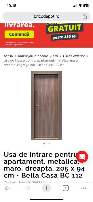 ușă metalică apartament pe dreapta