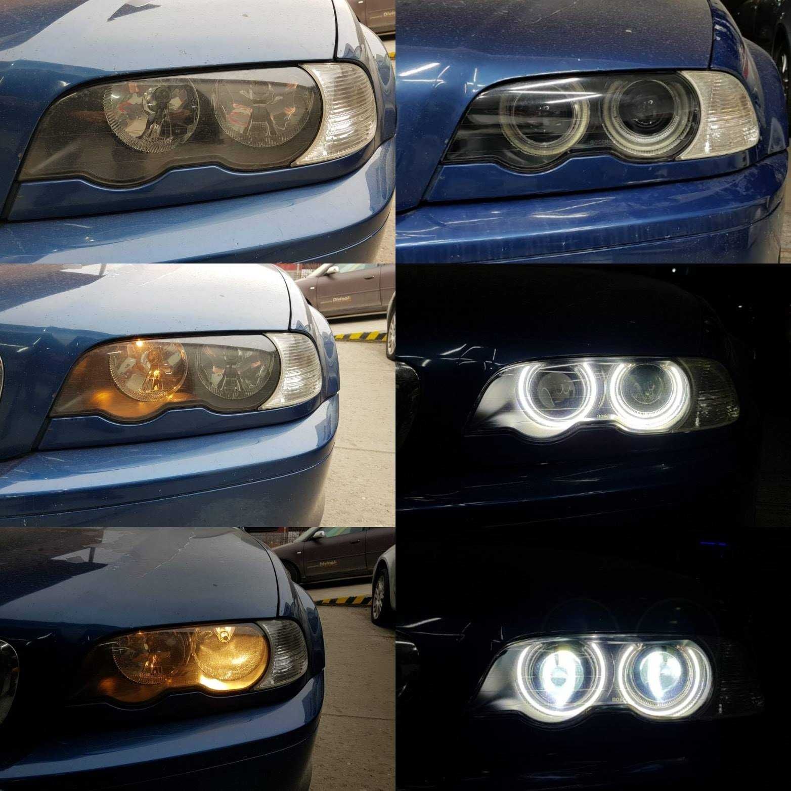 Pachet Lupe BMW E46 Lupe Bixenon+Xenon Canbus+Inele Angel Eyes