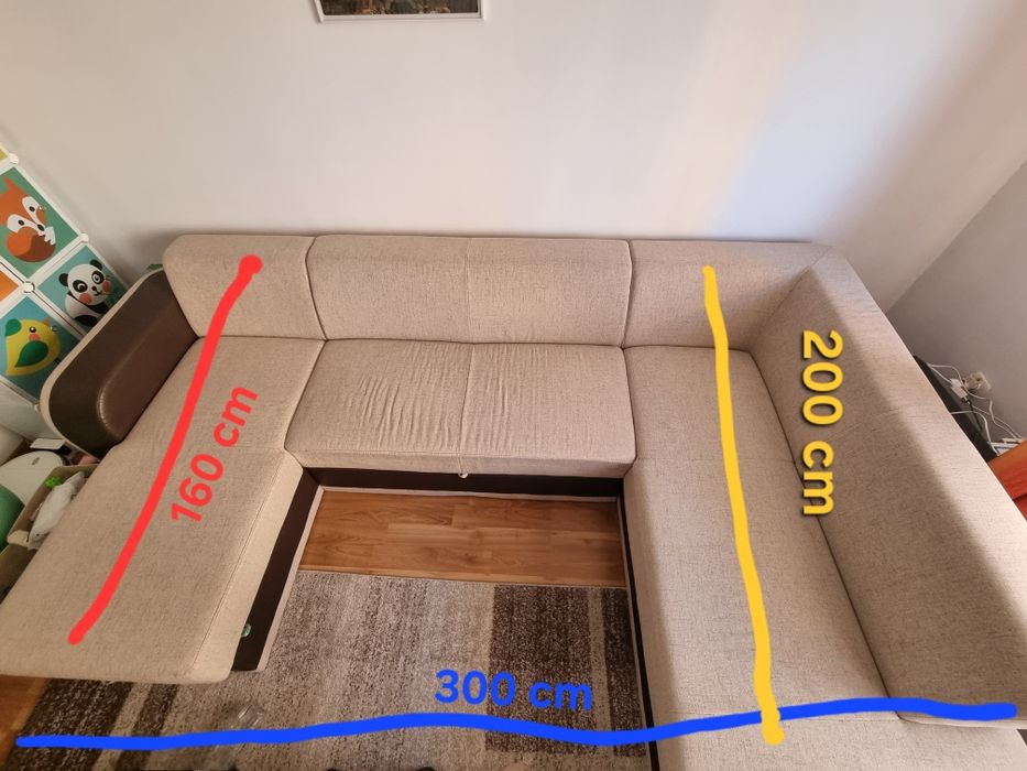 Coltar/canapea extensibila in forma de U, 12 locuri