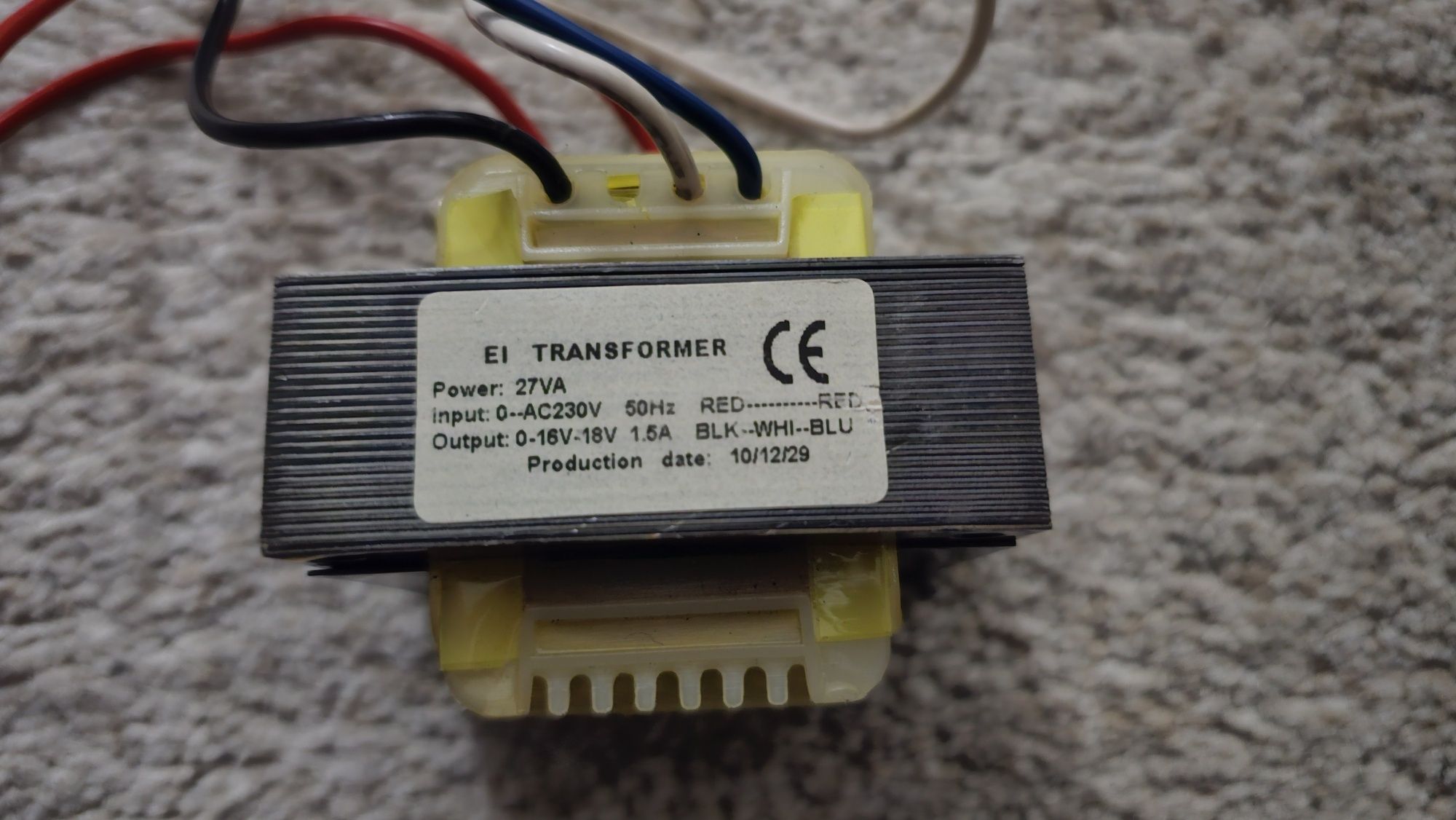 Transformator 16 / 18 V 27 VA