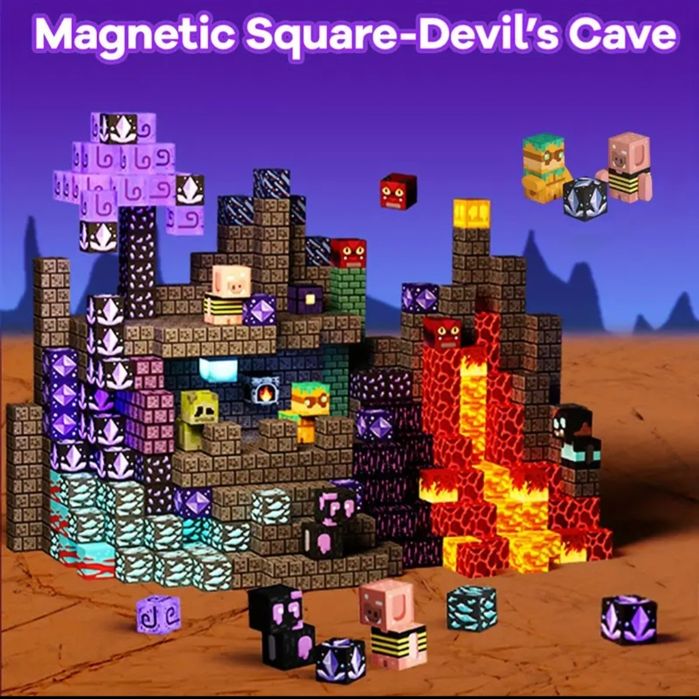 100 бр. Магнитни строителни кубчета - тип Майнкарфт