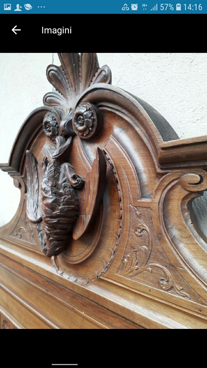 Dulap vintage, vechi sculptat lemn retro/ antic