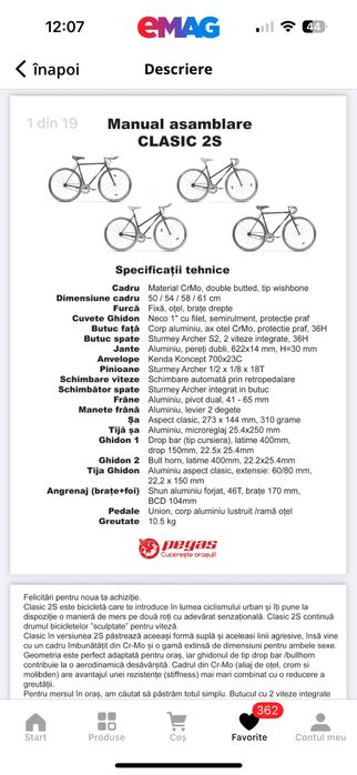 Pegas Clasic 2S impecabil marime 58 cm