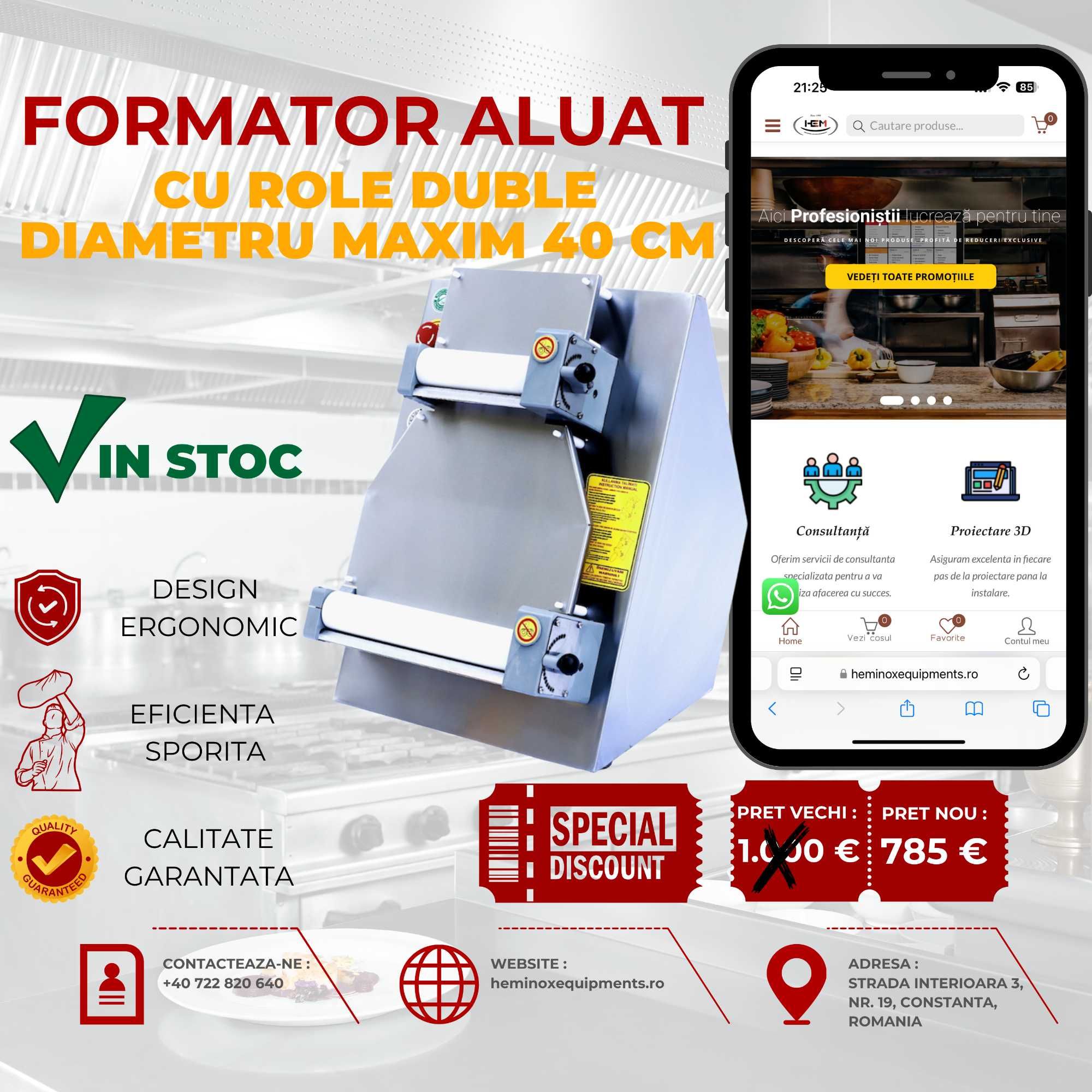 Formator/Aparat Intins Aluat Pizza 30 cm-40 cm Preturi Reale