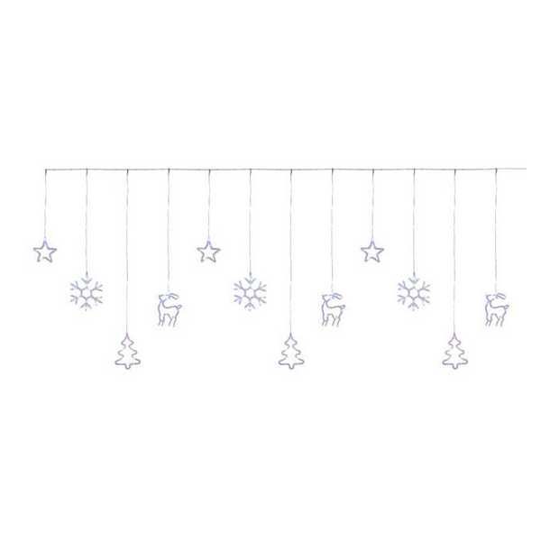 Декоративна коледна LED завеса Mercado Trade, 12 фигурки, 198 крушки
