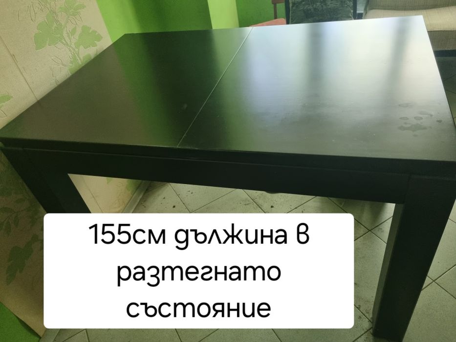 Масивна дървена маса и 6 стола