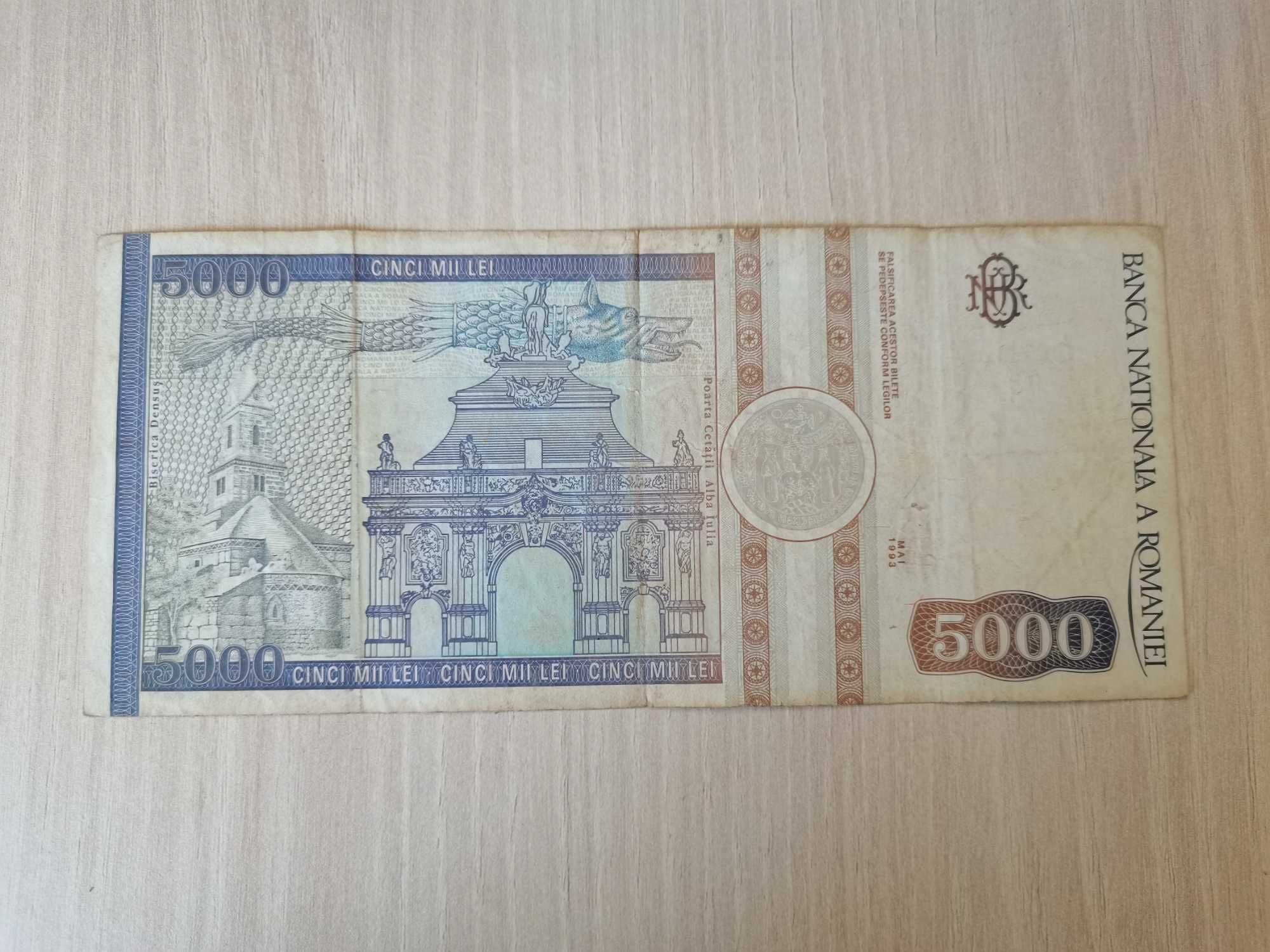 Bancnote vechi Ro - Bancnota de 5000 lei 1993