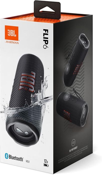 Boxa portabila JBL Flip 6,Bluetooth,PartyBoost,USB C,12h,Negru,sigilat