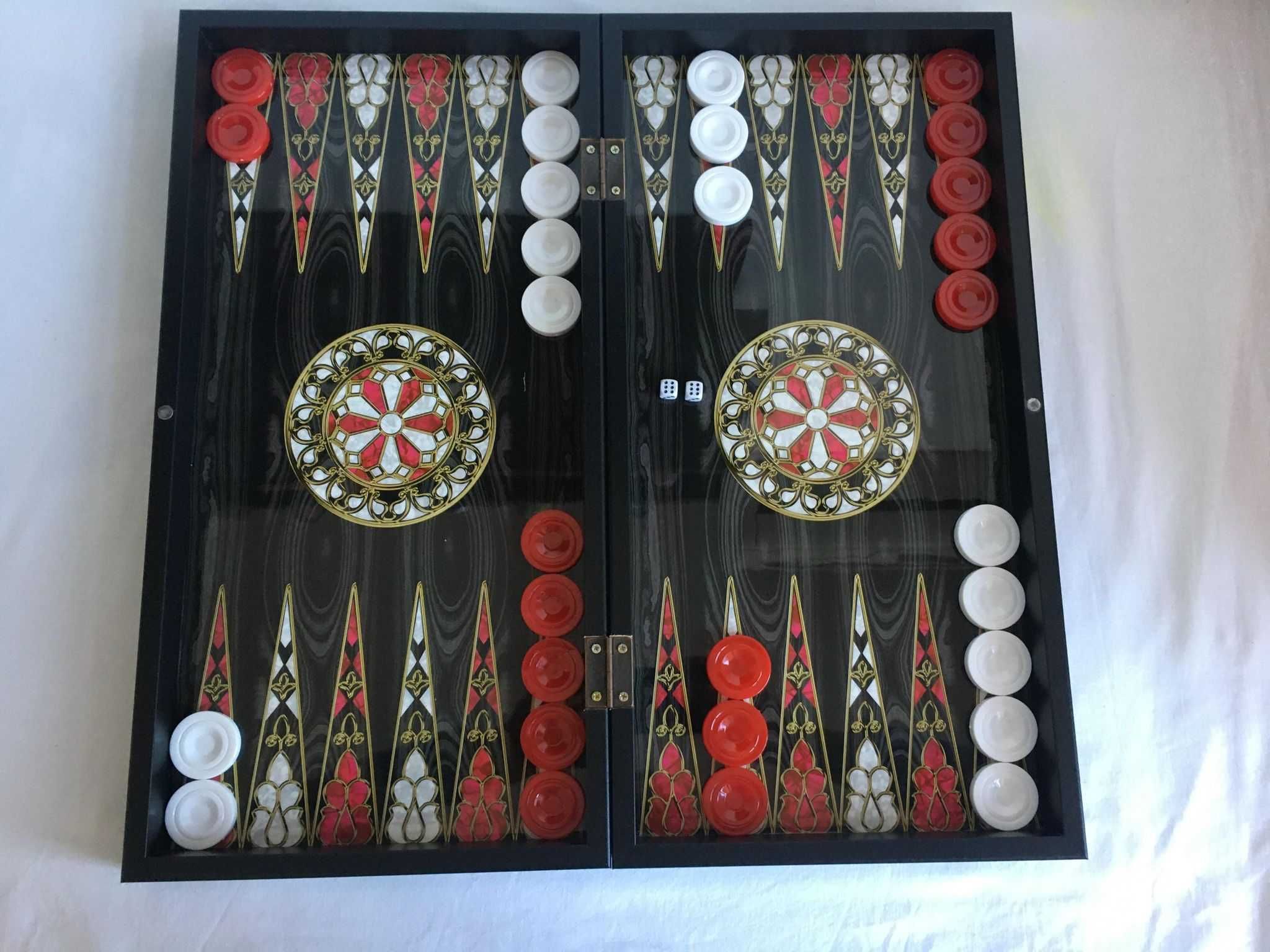 Joc Table Alb și Roșu (joc de Table) NOU - Lux lemn lacuit. SIGILAT!