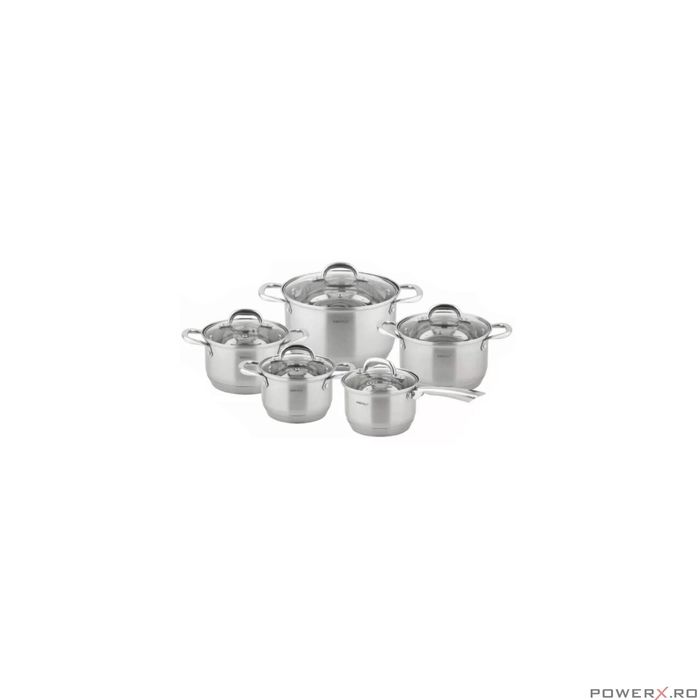 Set de 5 oale cu capac din inox, dimensiuni 16, 16, 18, 20, 24 cm,