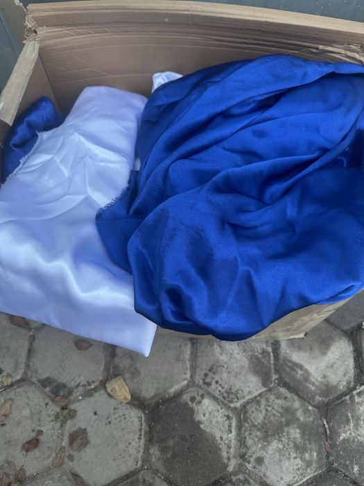 Ткань алтасная синяя и белая занавес / шторы