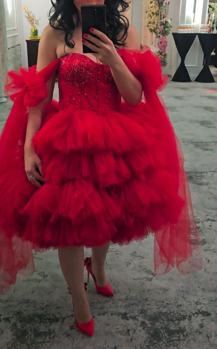 Rochie Nașa Roșie Marian Bulbuc