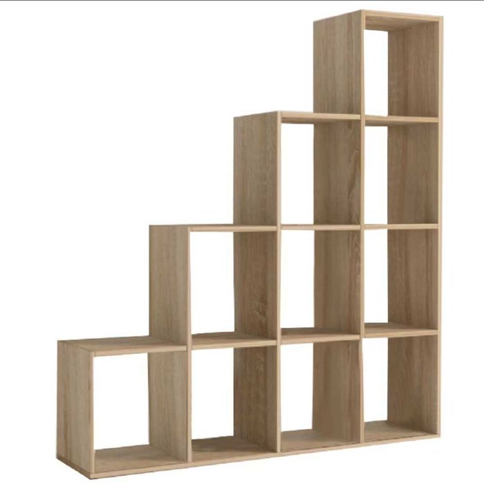 Стъпаловидна етажерка с 10 куба, цвят дъб сонома