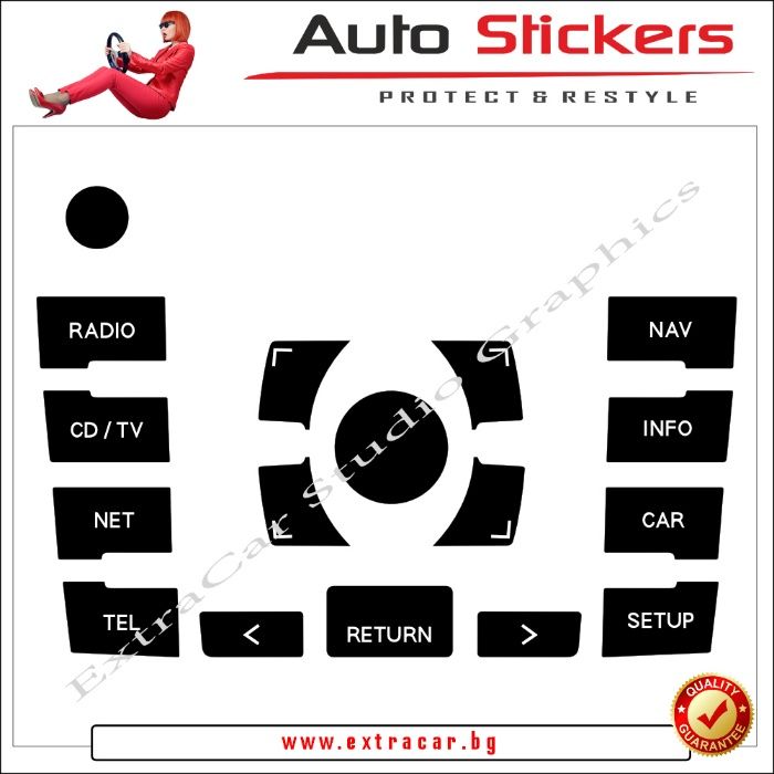 Стикери (Лепенки) за износени и изтъркани копчета и бутони-Audi А8