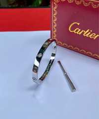 Bratara cartier love 16 aur alb 18k cu diamante