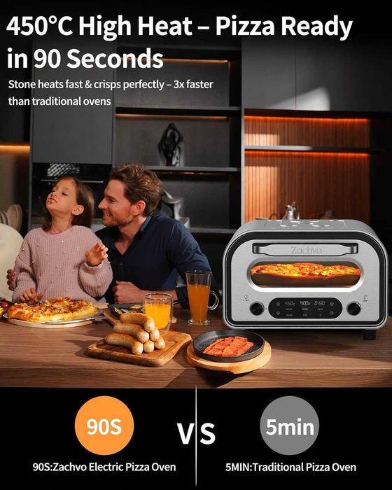 Електрическа фурна за пица Zachvo (HF-1201BK) 1700W