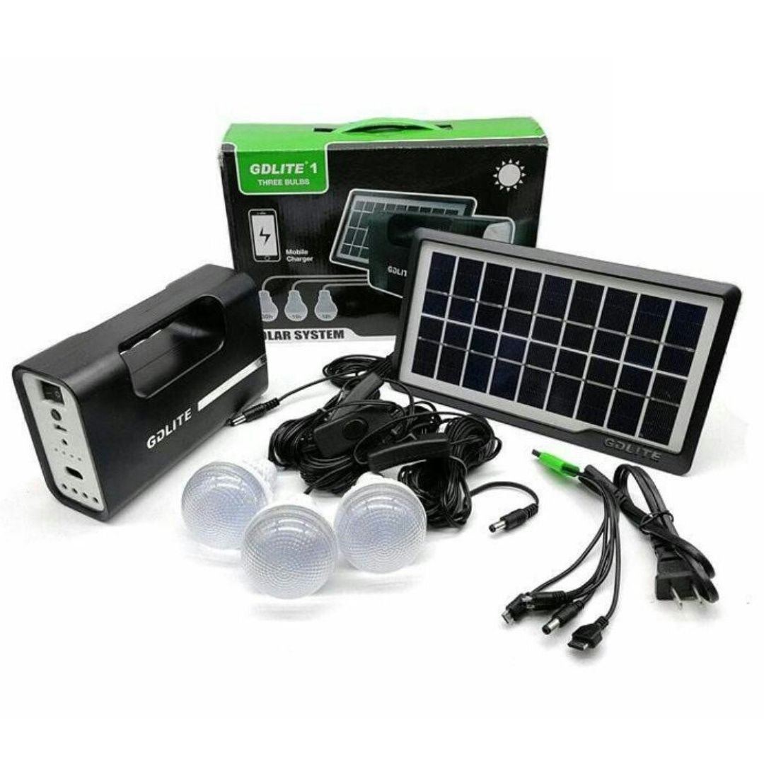 Kit iluminare 3 becuri led, cu incarcare solara, camping GDLITE ONE