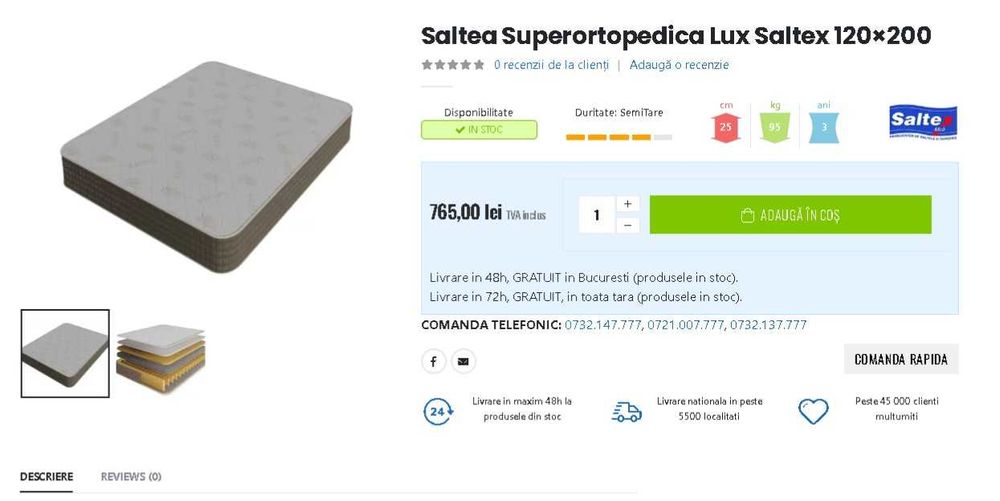 Saltea superortopedica 120x200
