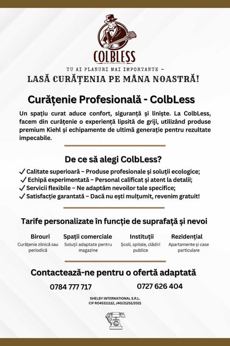 Servicii curatenie birouri/rezidentiale (Firma specializata) COLBLESS