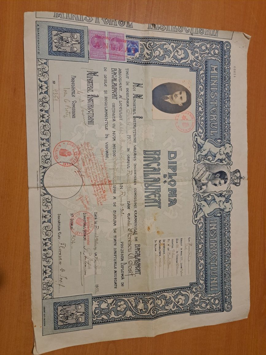 Document vechi-Diploma de bacalaureat A. LAHOVARI Rm Valcea