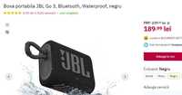 Boxa portabila JBL Go 3, Bluetooth, Waterproof