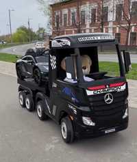 Camion electric copii 2-7 ani Mercedes Actros cu platforma 4x4  Negru