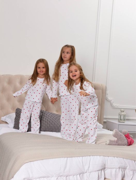 Десткая пижама с сердечками для девочек 100% хлопок