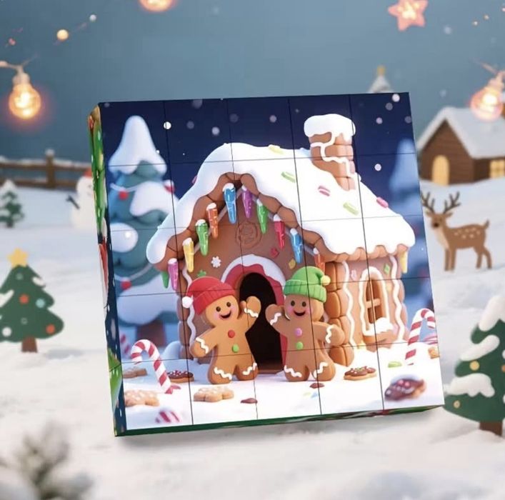 Коледен магнитен пъзел, 25 кубчета