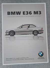 BMW E36 M3 постер 30х40см Сив