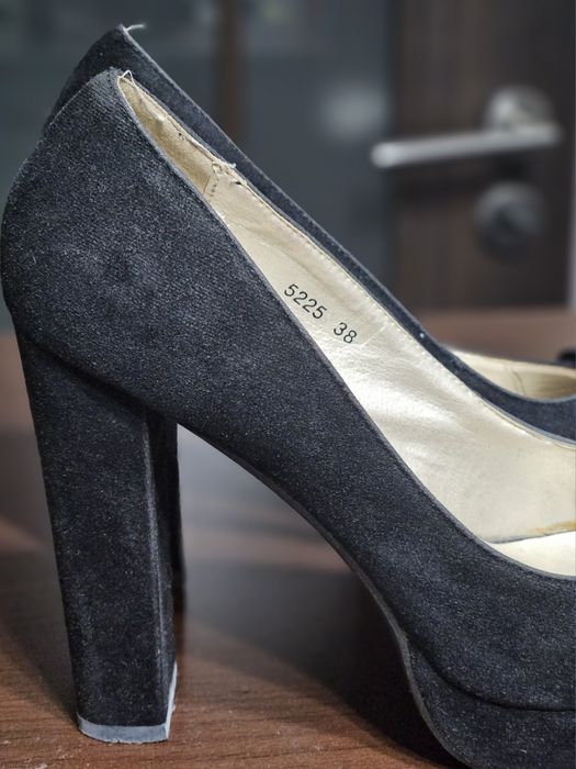 Pantofi negru cu toc gros