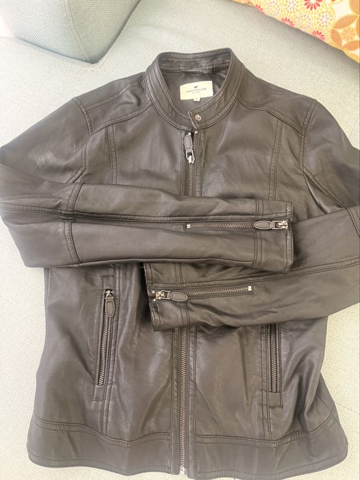 Черно кожено яке Tom Tailor