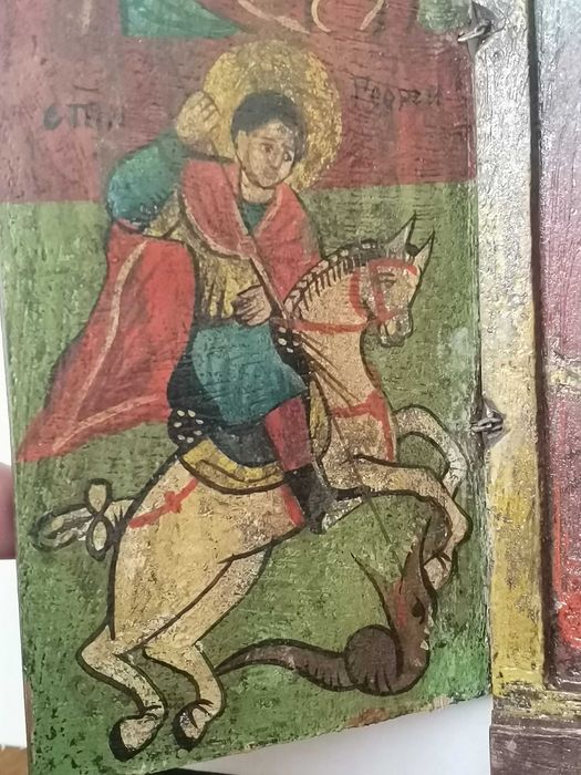 старинна икона триптих на 200 год.-19 век.-изключително добре запазена