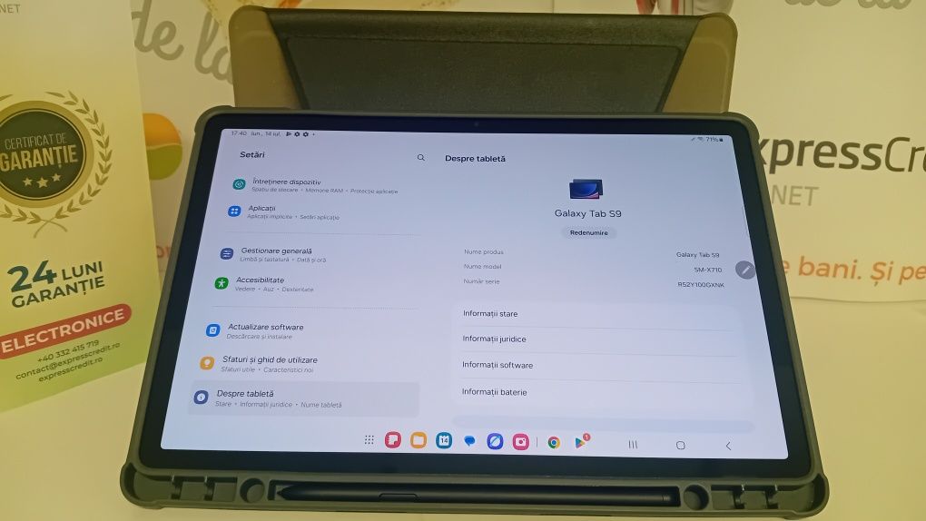 Tableta Samsung Galaxy Tab S9(AG20 Dancu/b28548*20) - Garanție 2 ani!