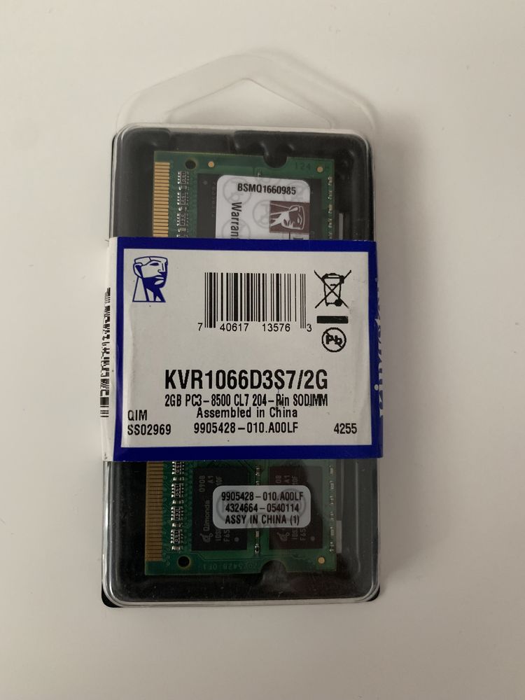 Memorie SODIMM DDR3 1066 2GB Kingston
