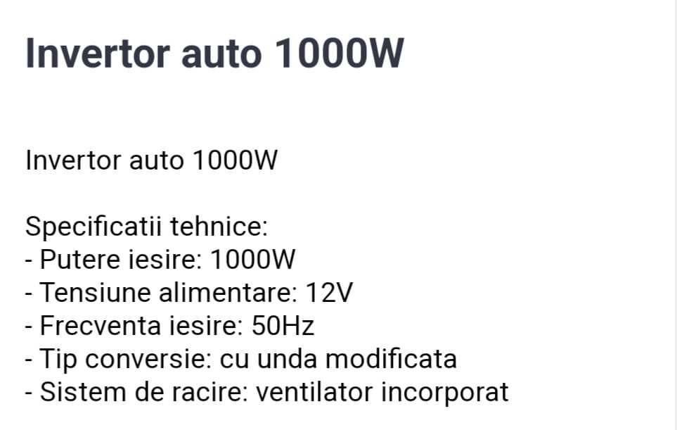 Invertor tensiune BELTTT 1000w