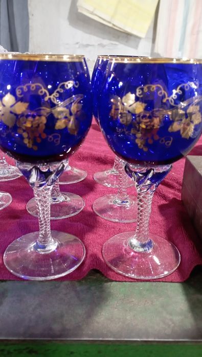 Фужеры кобальт Чехословакия 6 шт