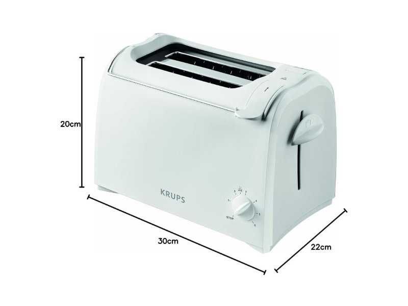 Кухненски Тостер за Две Филийки Хляб Krups KH 1511, Бял