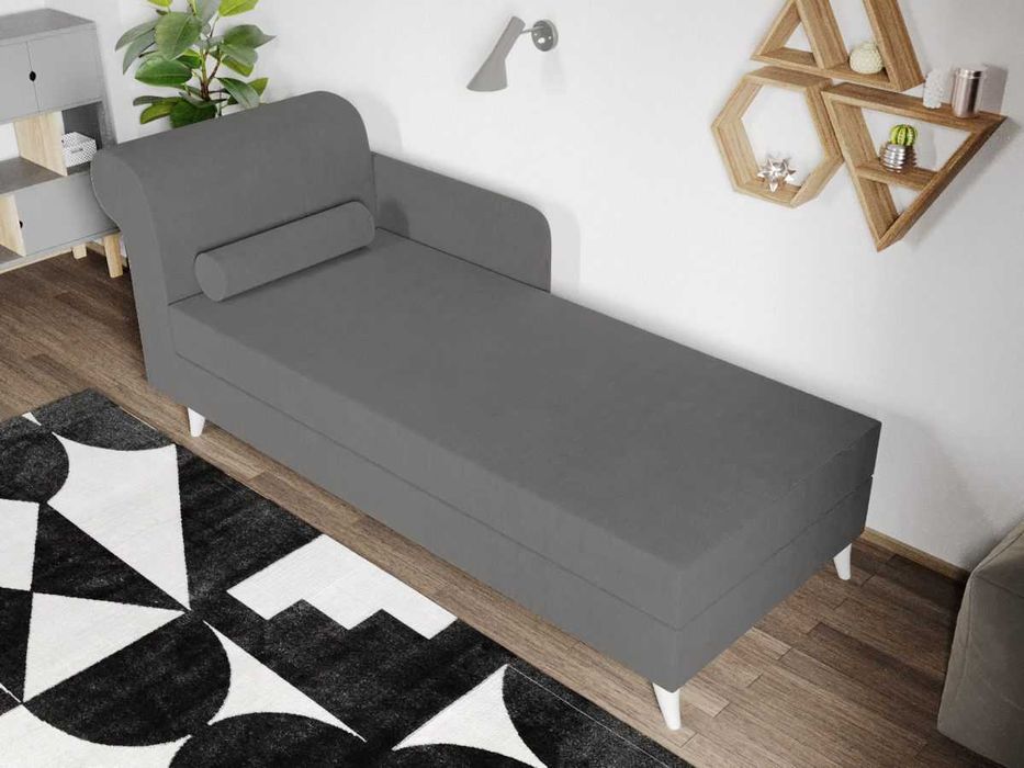 Divan dublu / Pat matrimonial tapitat Gri Deschis Round Rabatabil