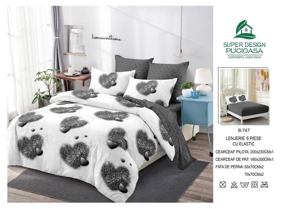 Lenjerii finet 6 piese complete cearceaf pe elastic !! 
Potrivit pt pa