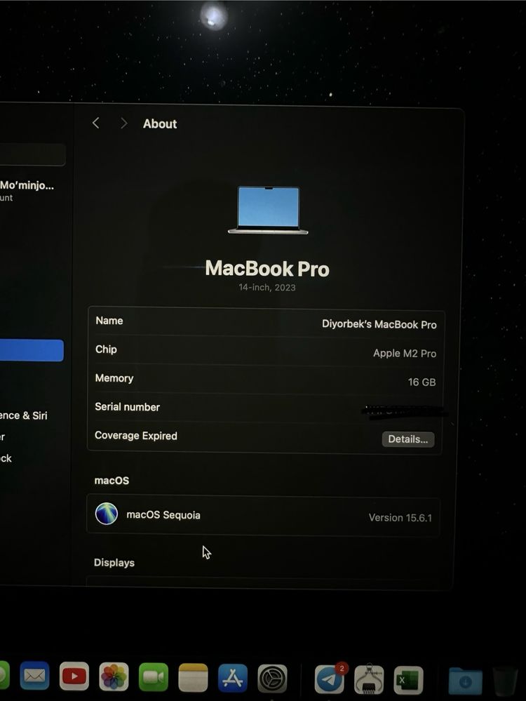 Macbook Pro M2 pro 16Gb Ram
