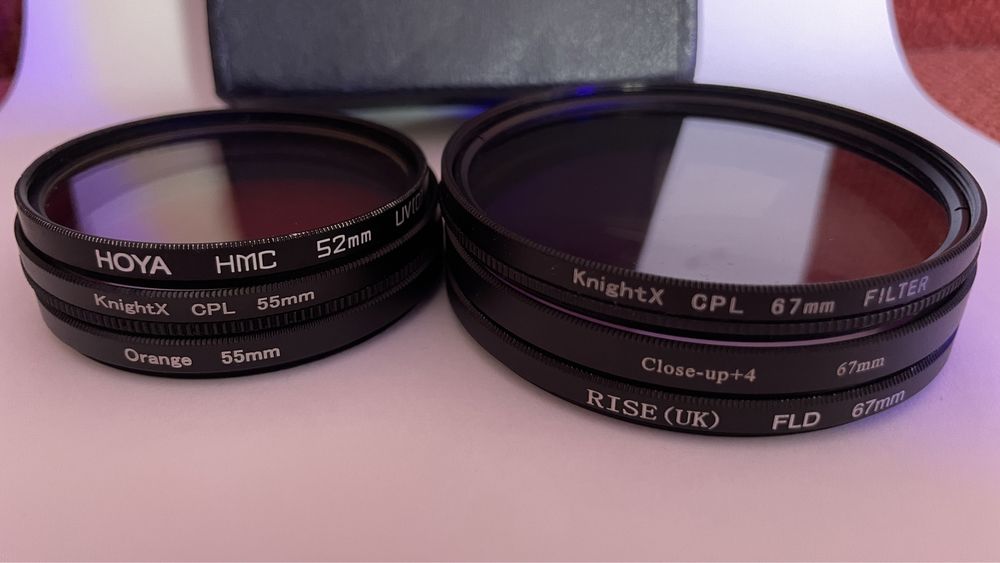 Filtru foto dslr Hoya UV CPL etc - 52mm 55mm 67mm + husa